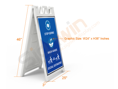 Signicade Standard A Frame Sign Print Signage Wash Hands & Social Distancing 01